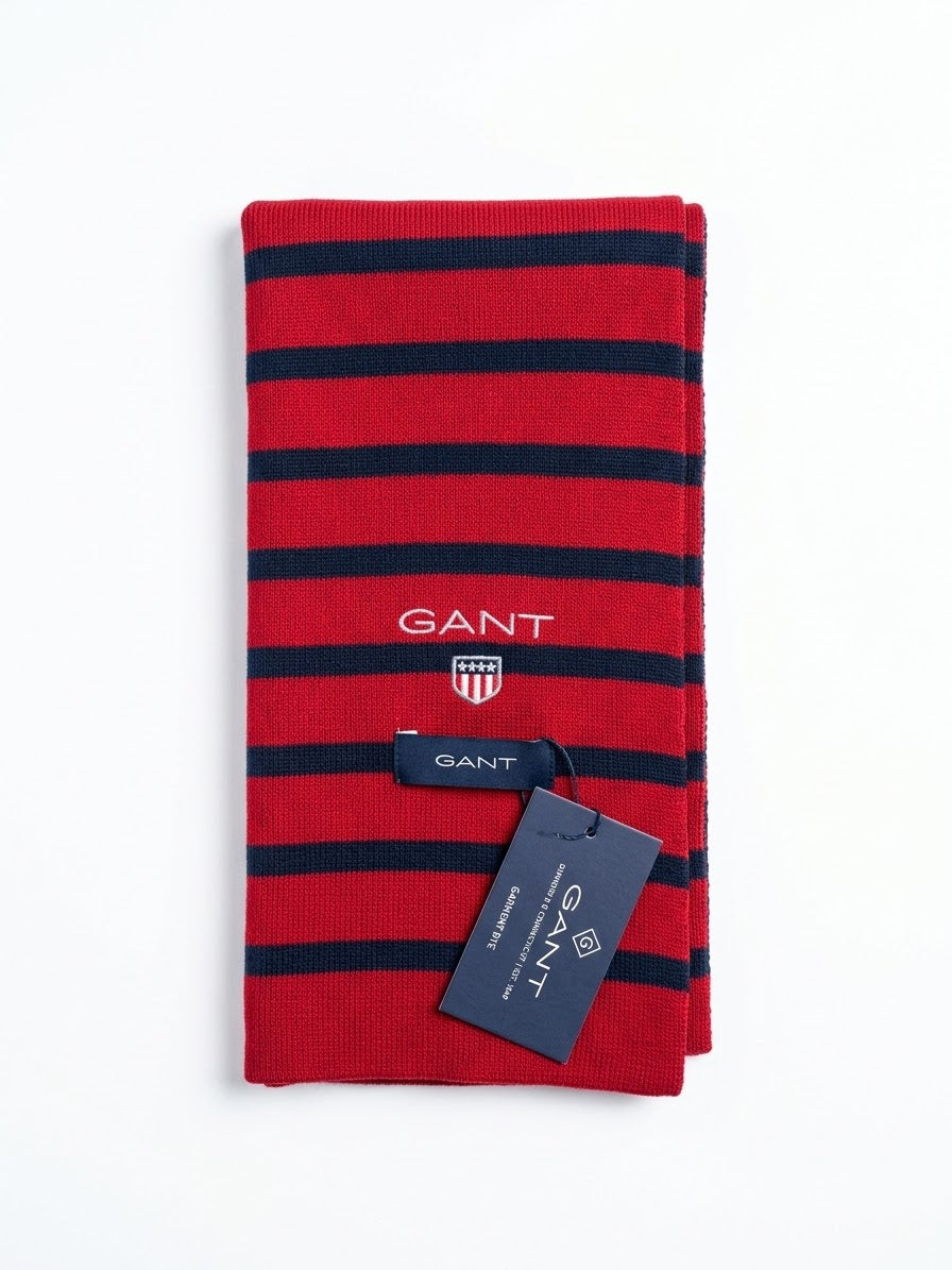 Premium Striped Knitted Scarf – Red & Navy Blue