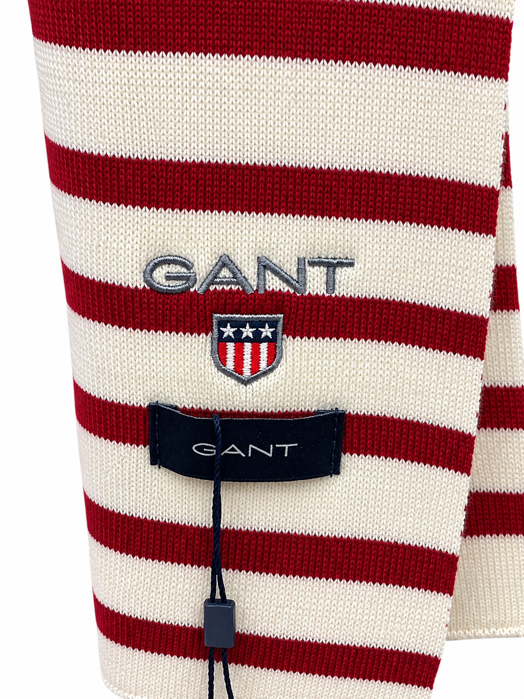 Red & Cream Striped Knitted Scarf