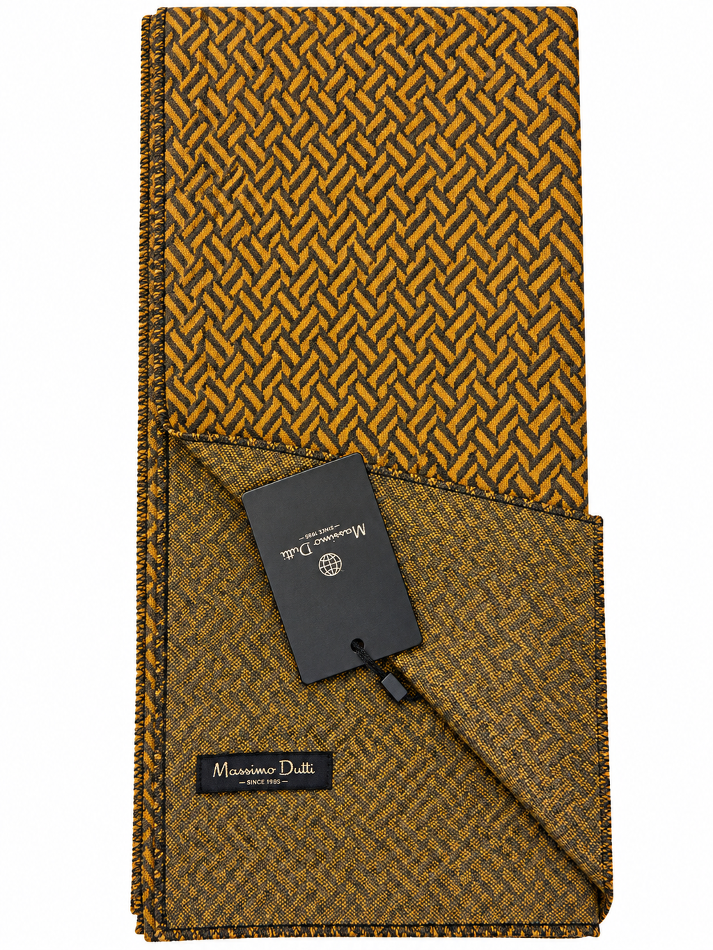 Mustard & Charcoal Geometric Pattern Scarf