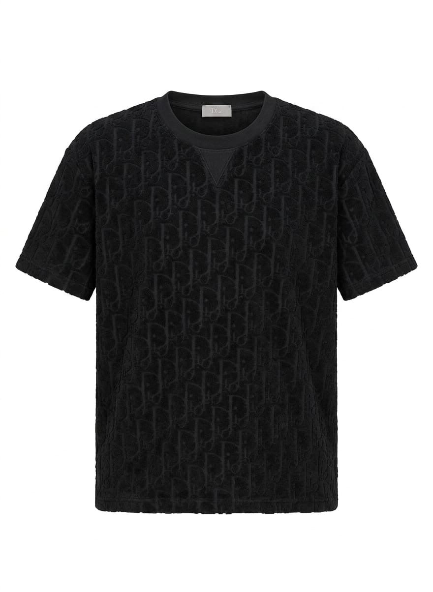 Men’s Premium Monogram Textured T-Shirt – Luxury Edition