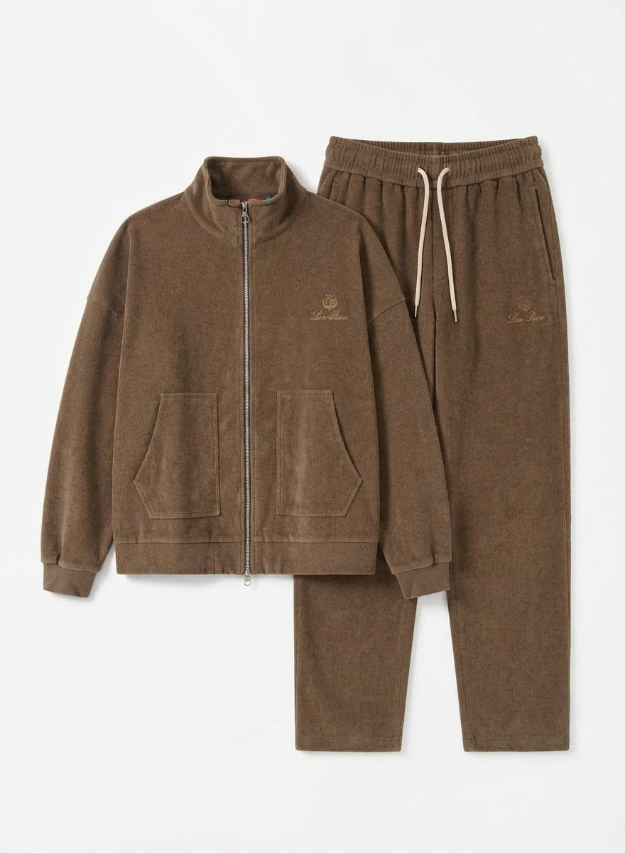 Men’s Luxury Fleece Tracksuit Set – Full-Zip Jacket & Relaxed Pants
