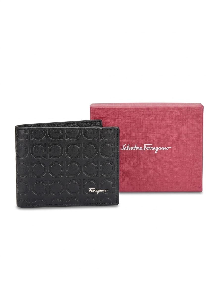 Premium Embossed Leather Wallet – Black
