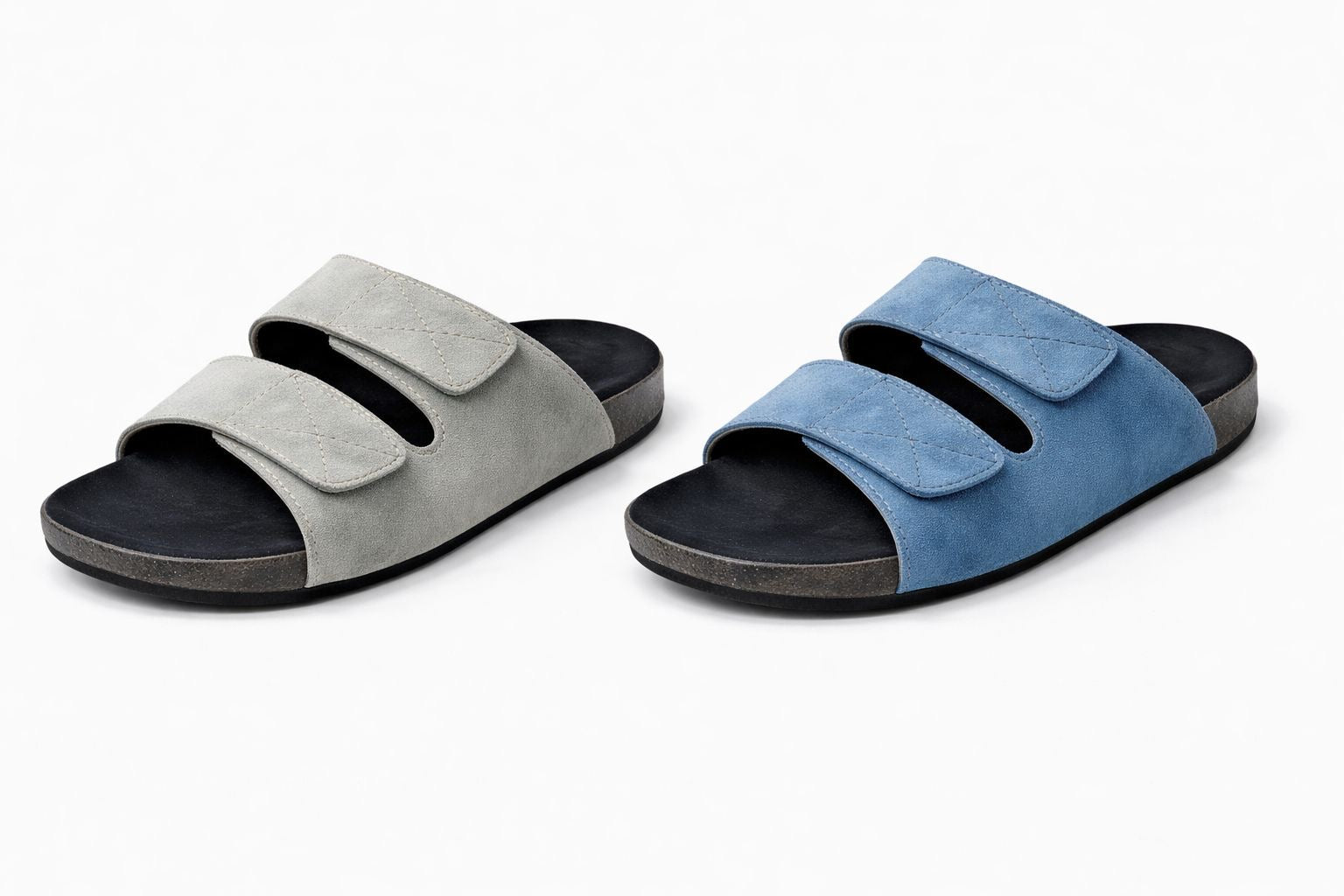 Suede Velcro Strap Sandal