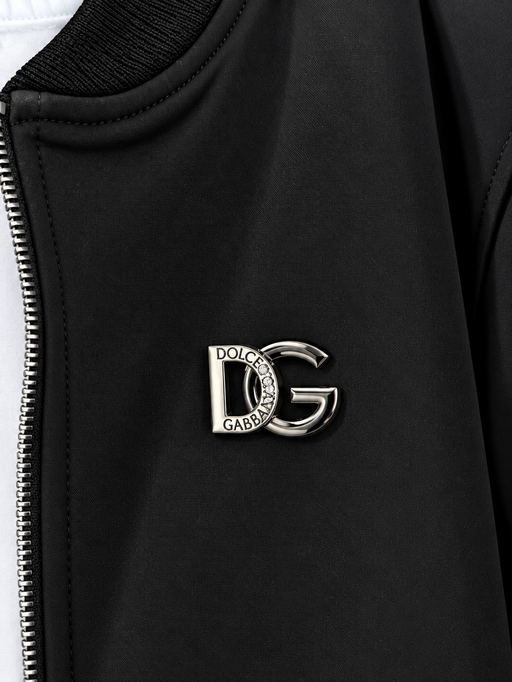 Black Contrast-Trim Bomber Jacket