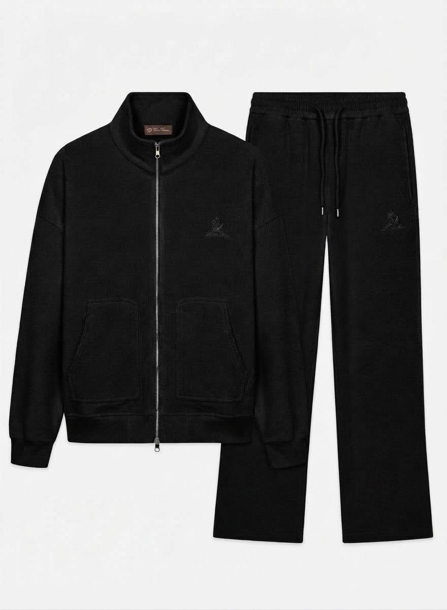 Men’s Luxury Fleece Tracksuit Set – Full-Zip Jacket & Relaxed Pants