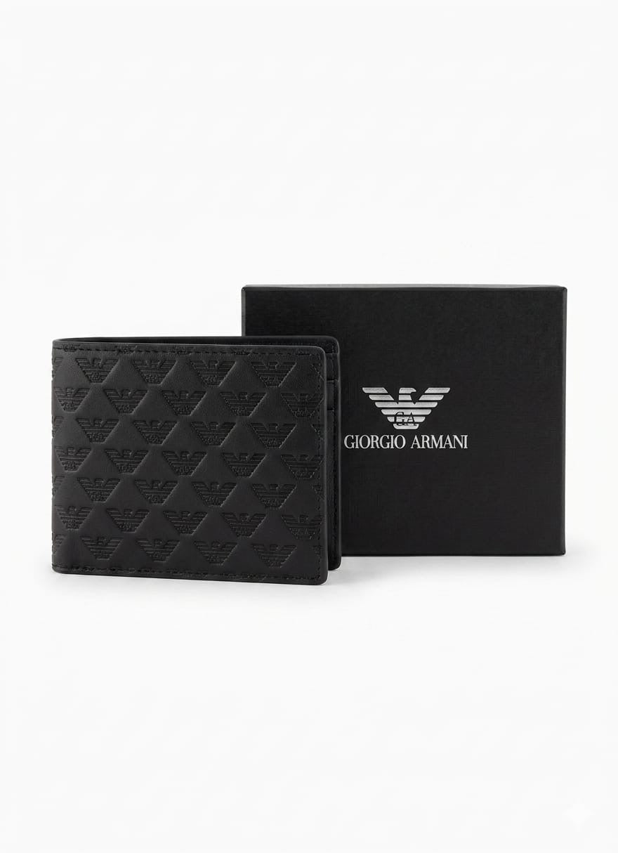 Premium Embossed Leather Wallet – Black