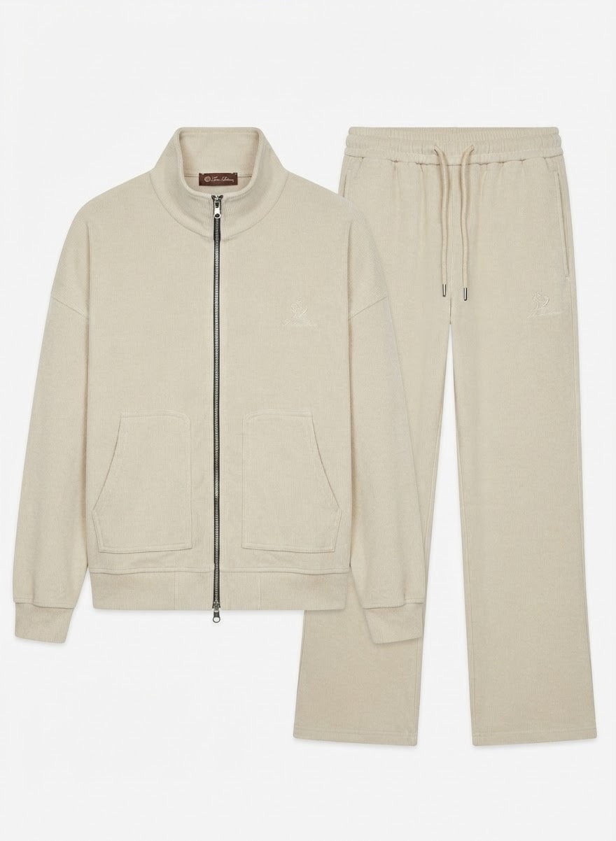 Men’s Luxury Fleece Tracksuit Set – Full-Zip Jacket & Relaxed Pants