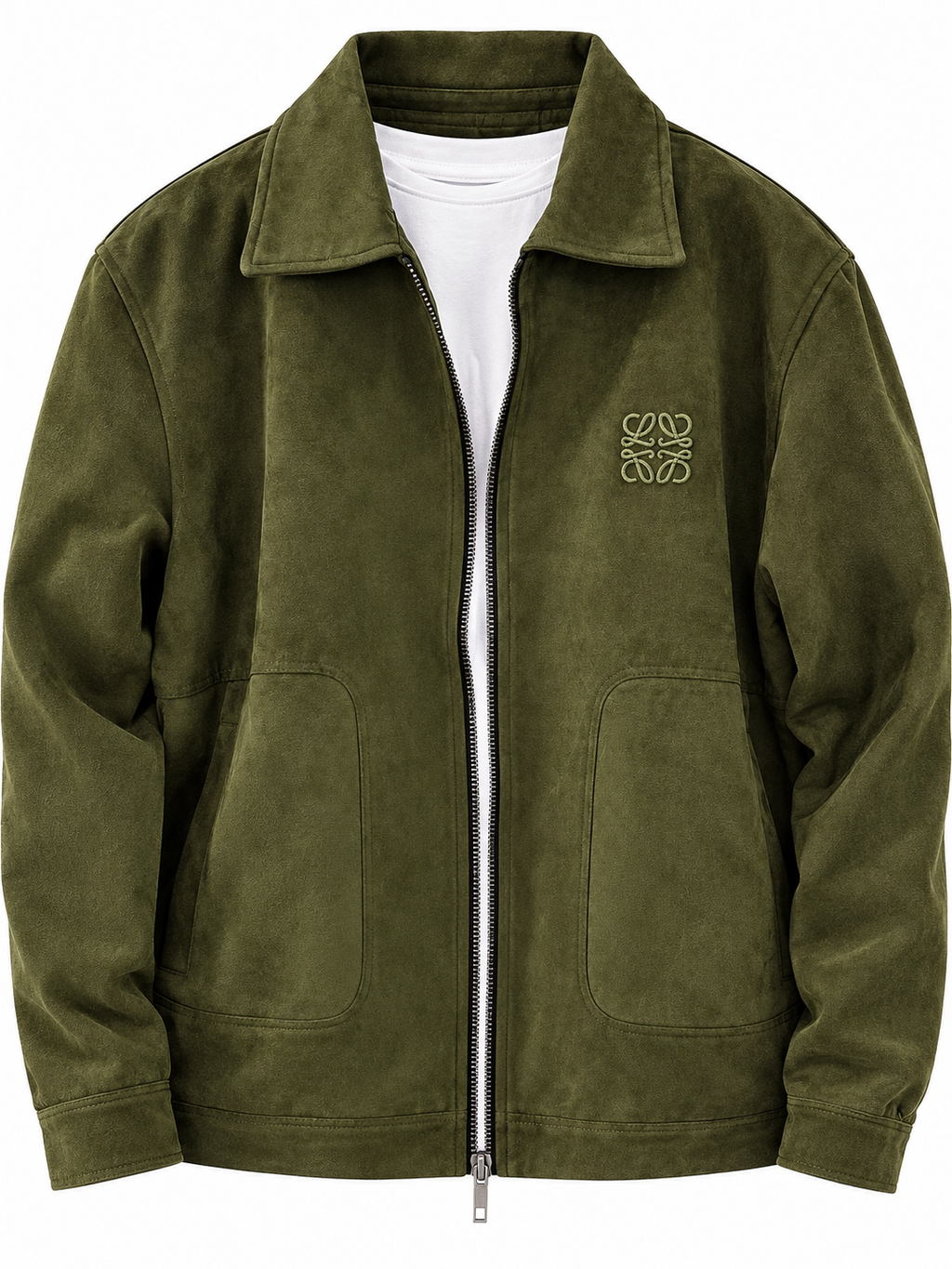 n's Premium Suede Zip-Up Jacket with Classic Collar