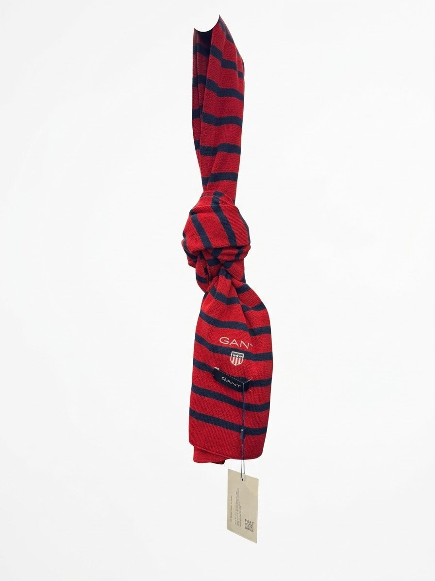 Premium Striped Knitted Scarf – Red & Navy Blue
