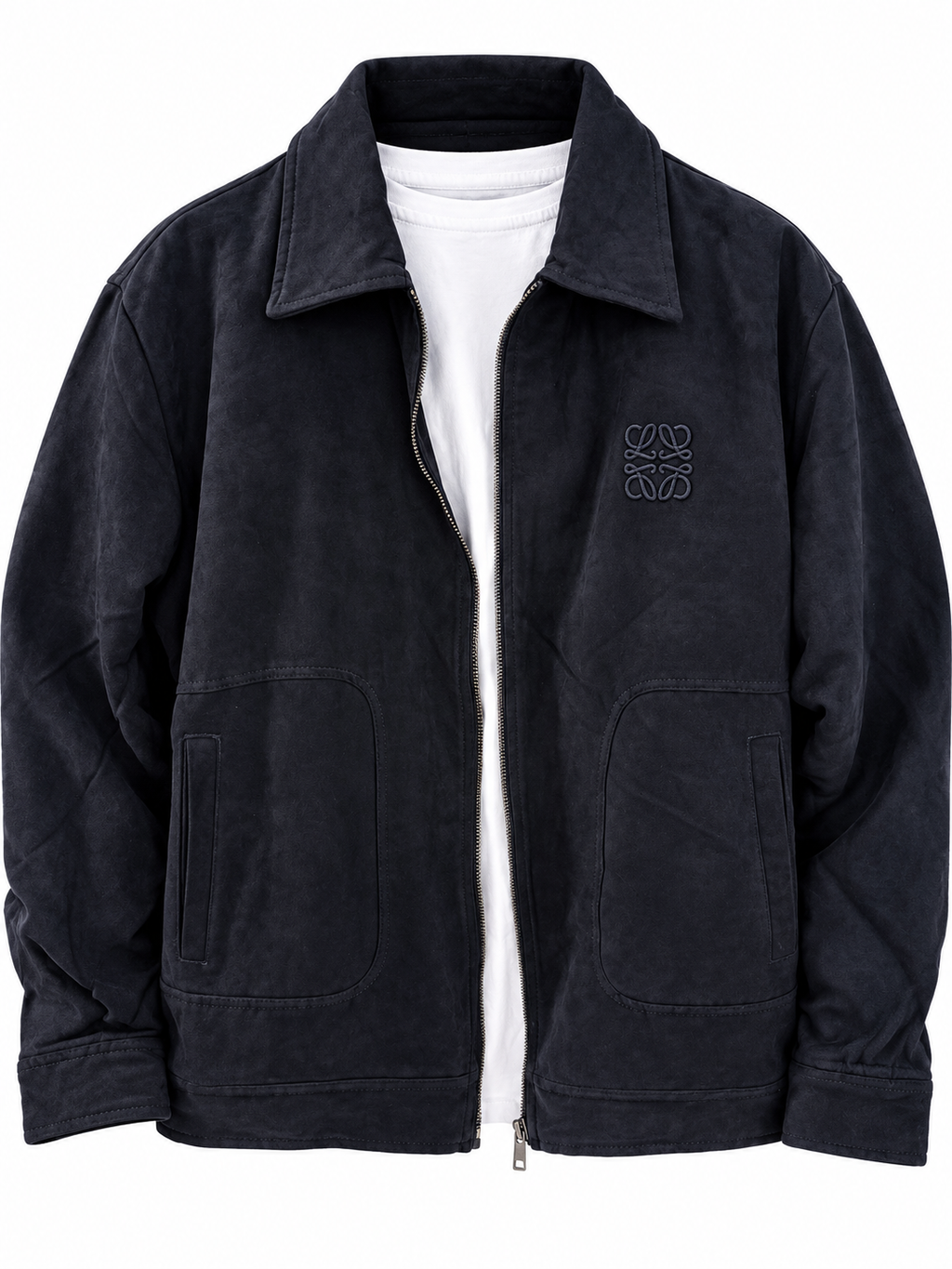 n's Premium Suede Zip-Up Jacket with Classic Collar