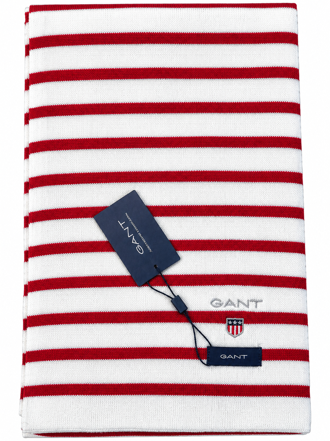 Red & Cream Striped Knitted Scarf