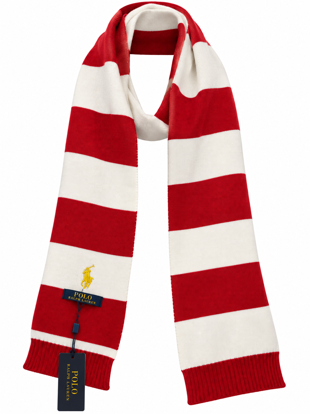 Men's Red and Off-White Striped Winter Scarf