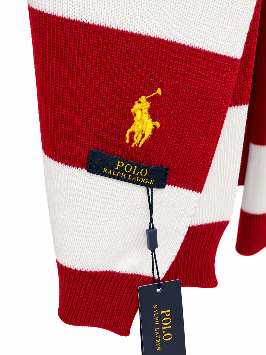 Men's Red and Off-White Striped Winter Scarf