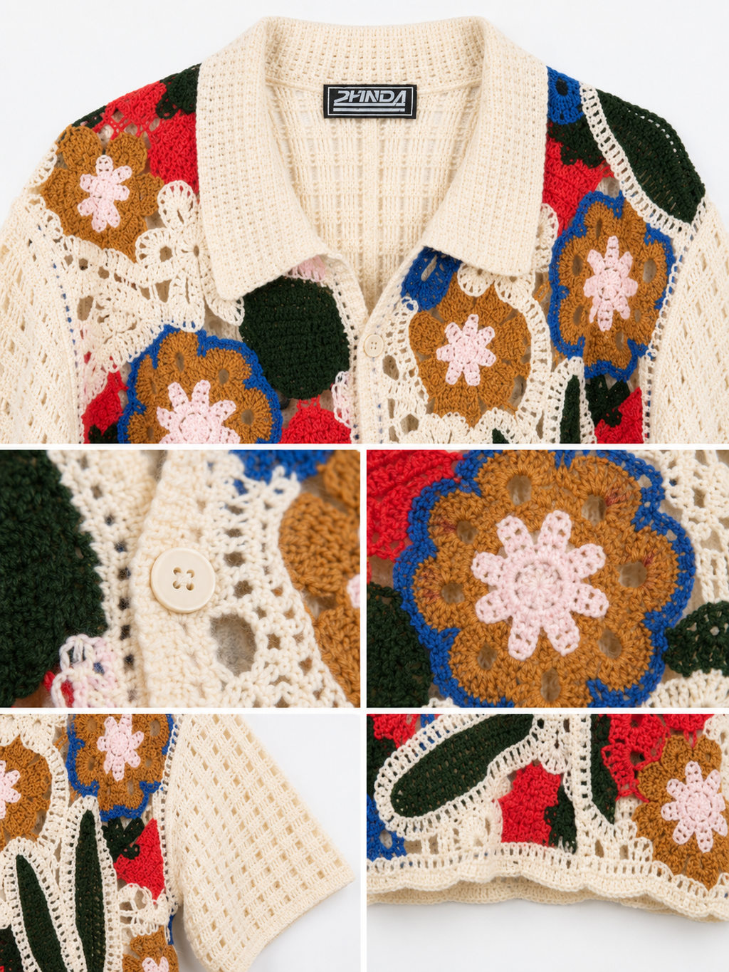 Floral Crochet Knit Shirt