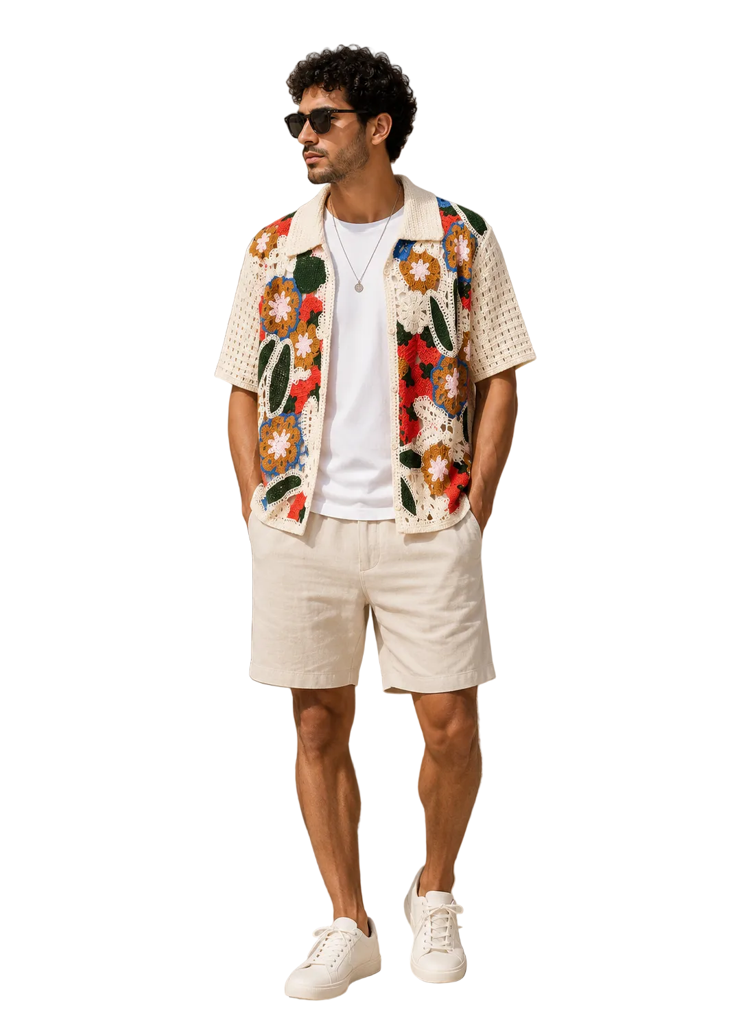 Floral Crochet Knit Shirt
