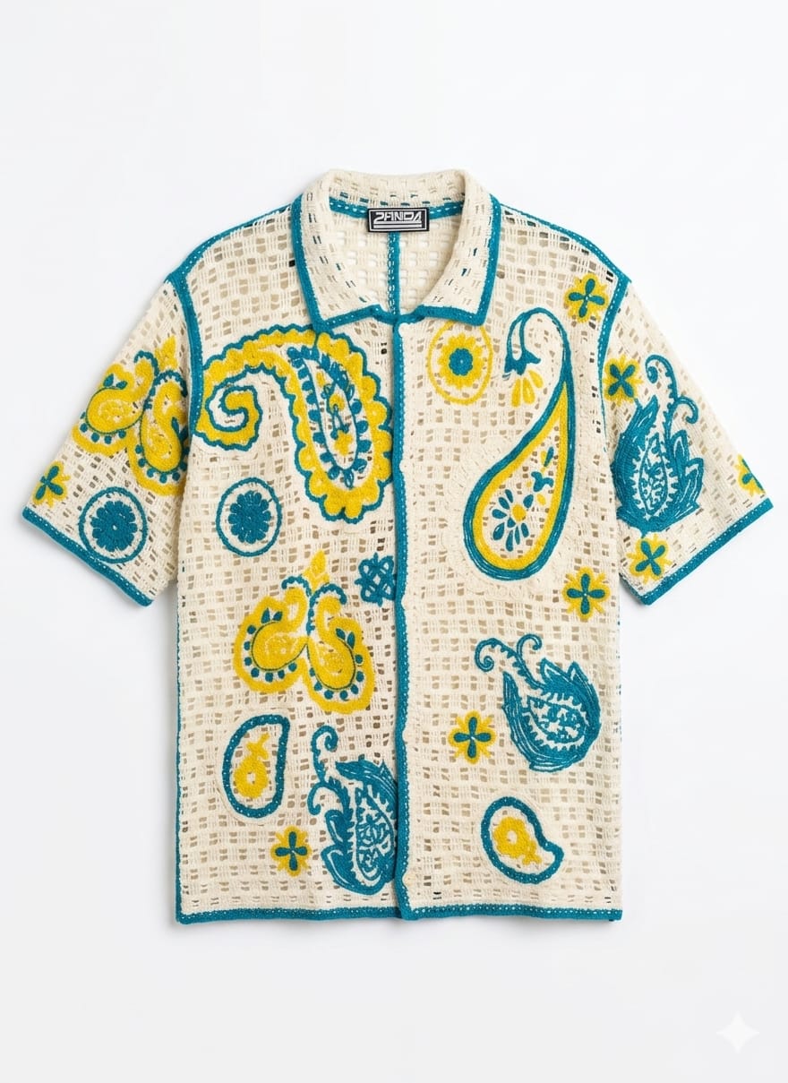 Paisley Crochet Knit Shirt
