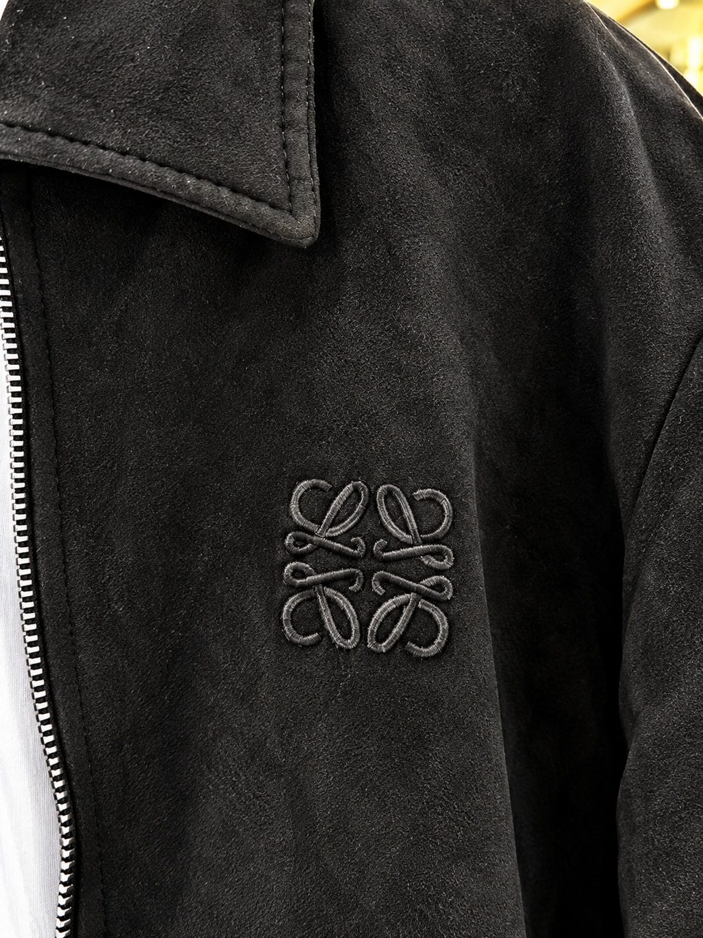 n's Premium Suede Zip-Up Jacket with Classic Collar