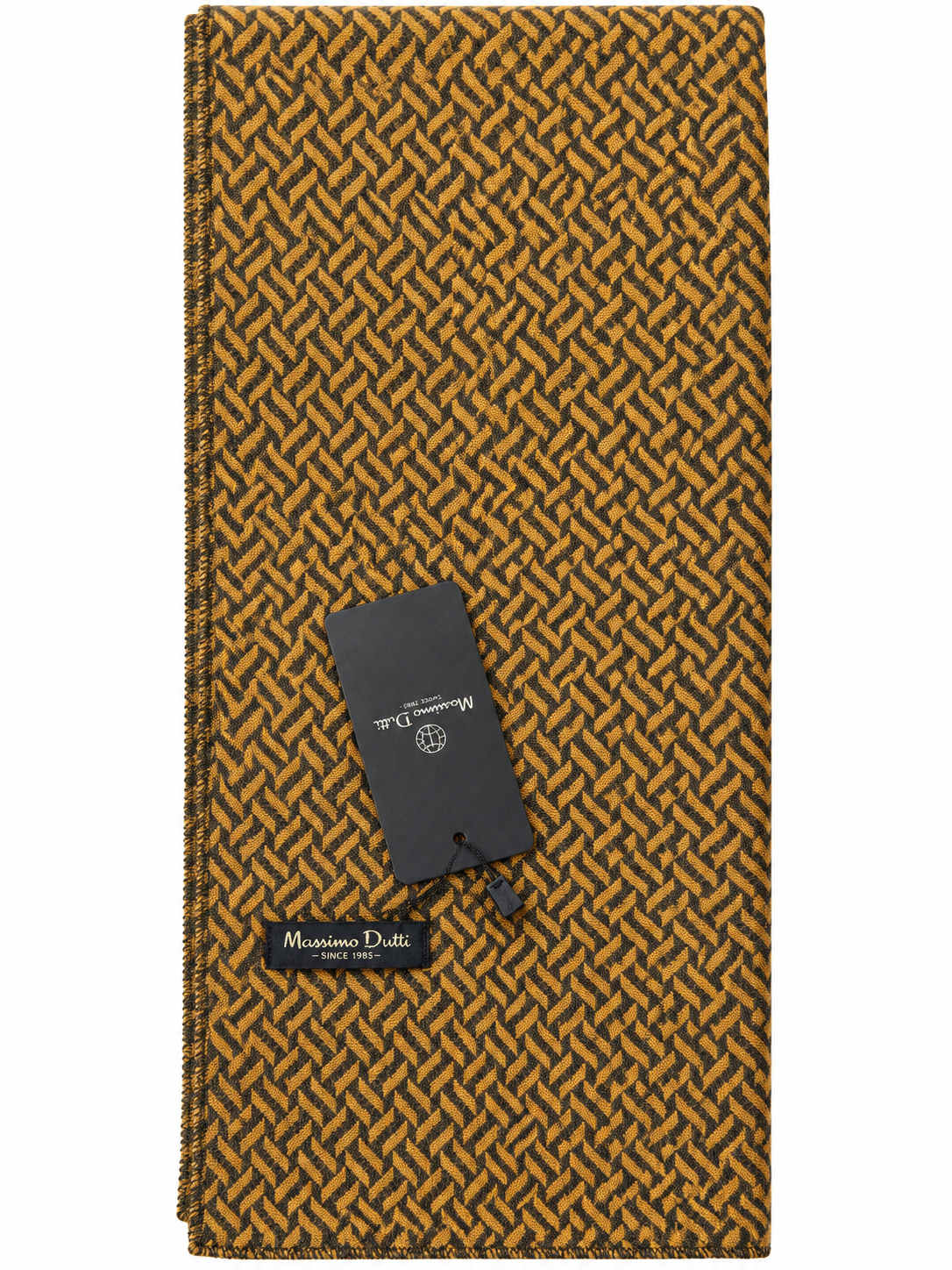 Mustard & Charcoal Geometric Pattern Scarf