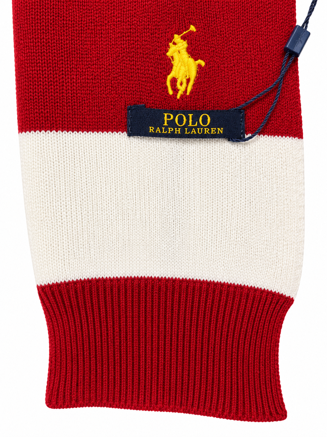 Men's Red and Off-White Striped Winter Scarf