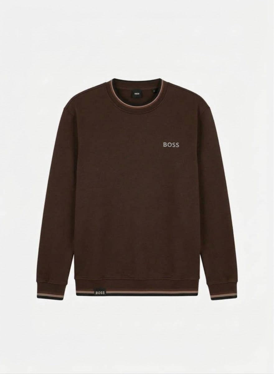 Men’s Premium Crewneck Sweatshirt with Striped Ribbed Trim