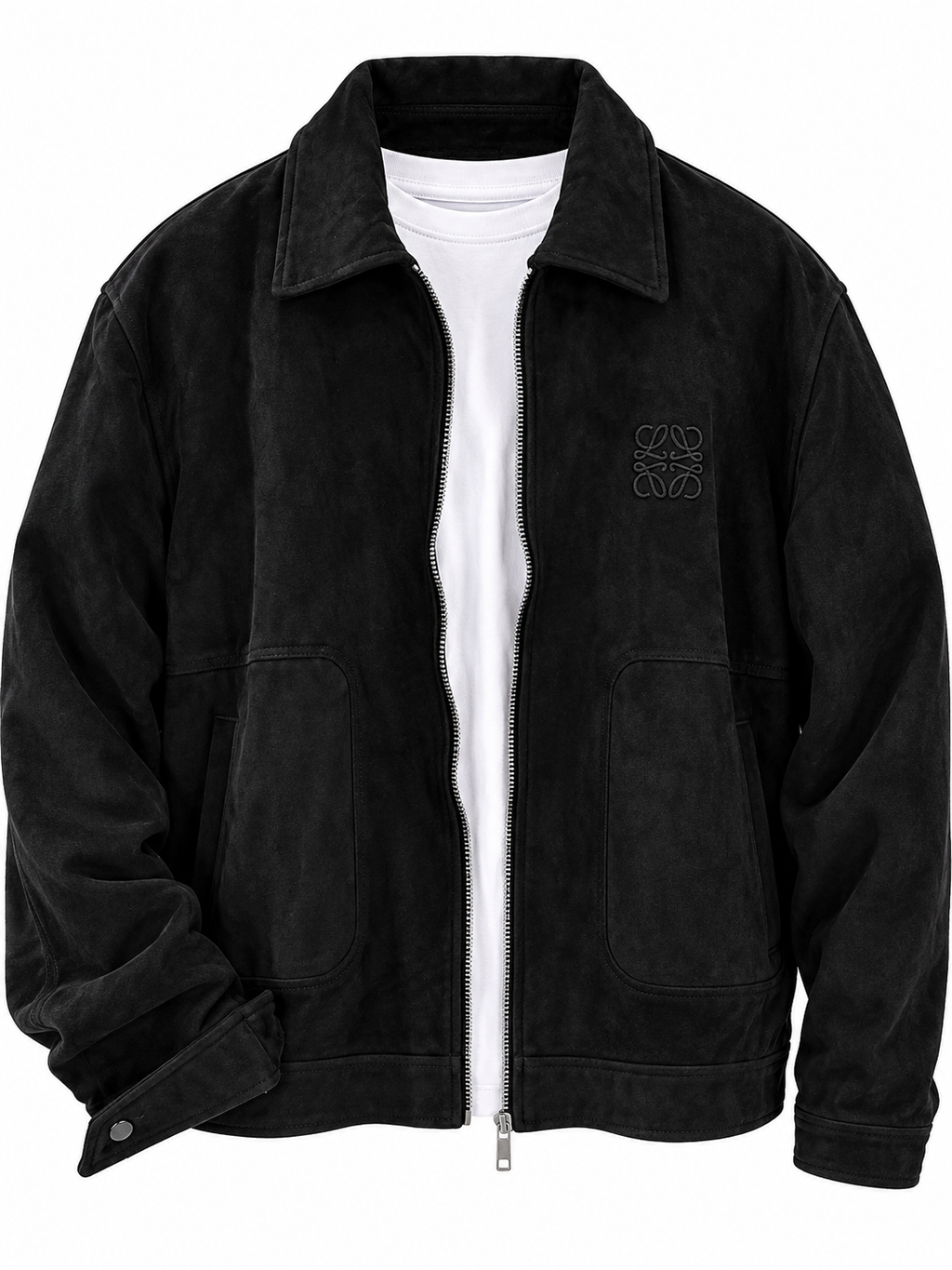 n's Premium Suede Zip-Up Jacket with Classic Collar