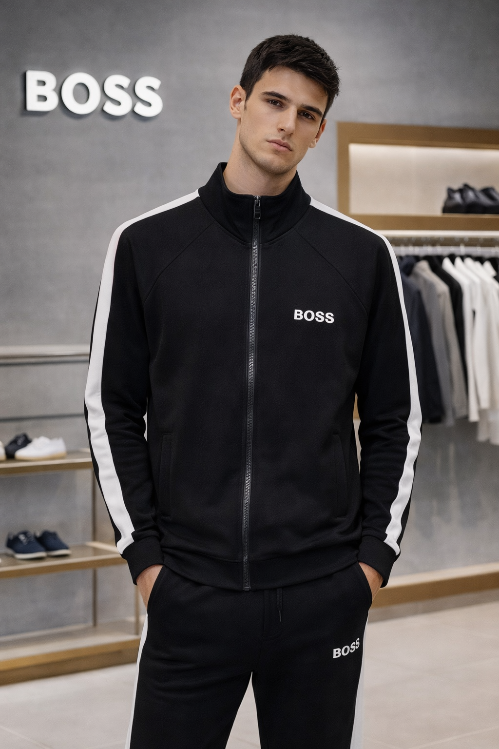 Men’s track suit designed with a clean, modern, and premium aesthetic.