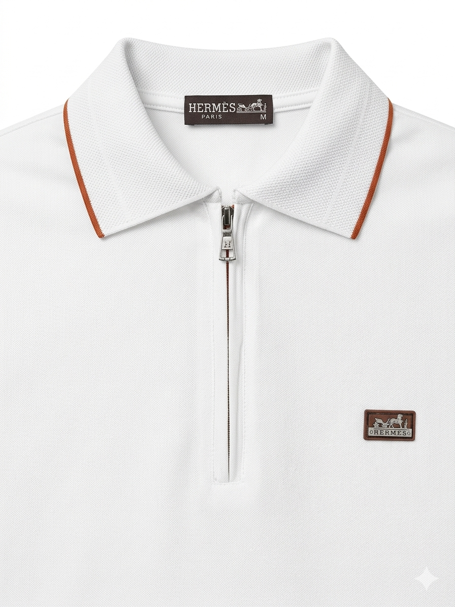 Men’s Slim Fit Zipper Polo – Premium Cotton