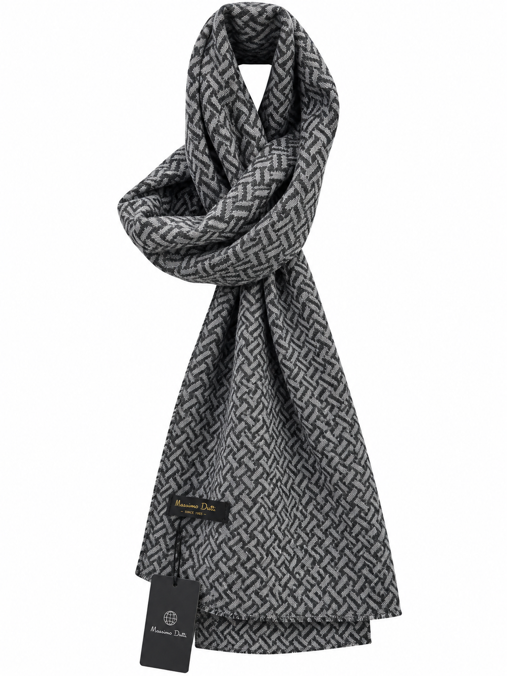 Grey & Black Geometric Pattern Scarf