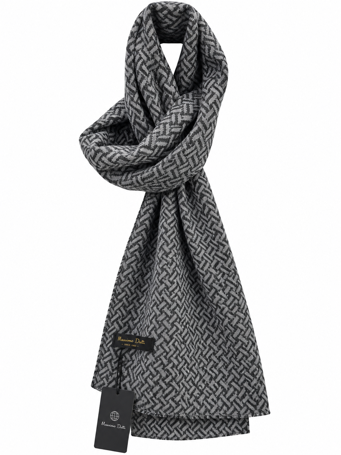 Grey & Black Geometric Pattern Scarf