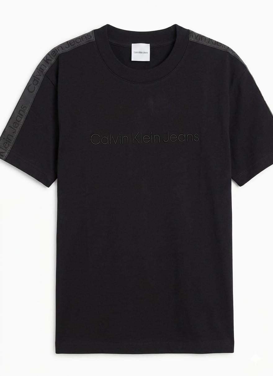 Men’s Premium Cotton T-Shirt – Clean Logo Print & Shoulder Tape Detail