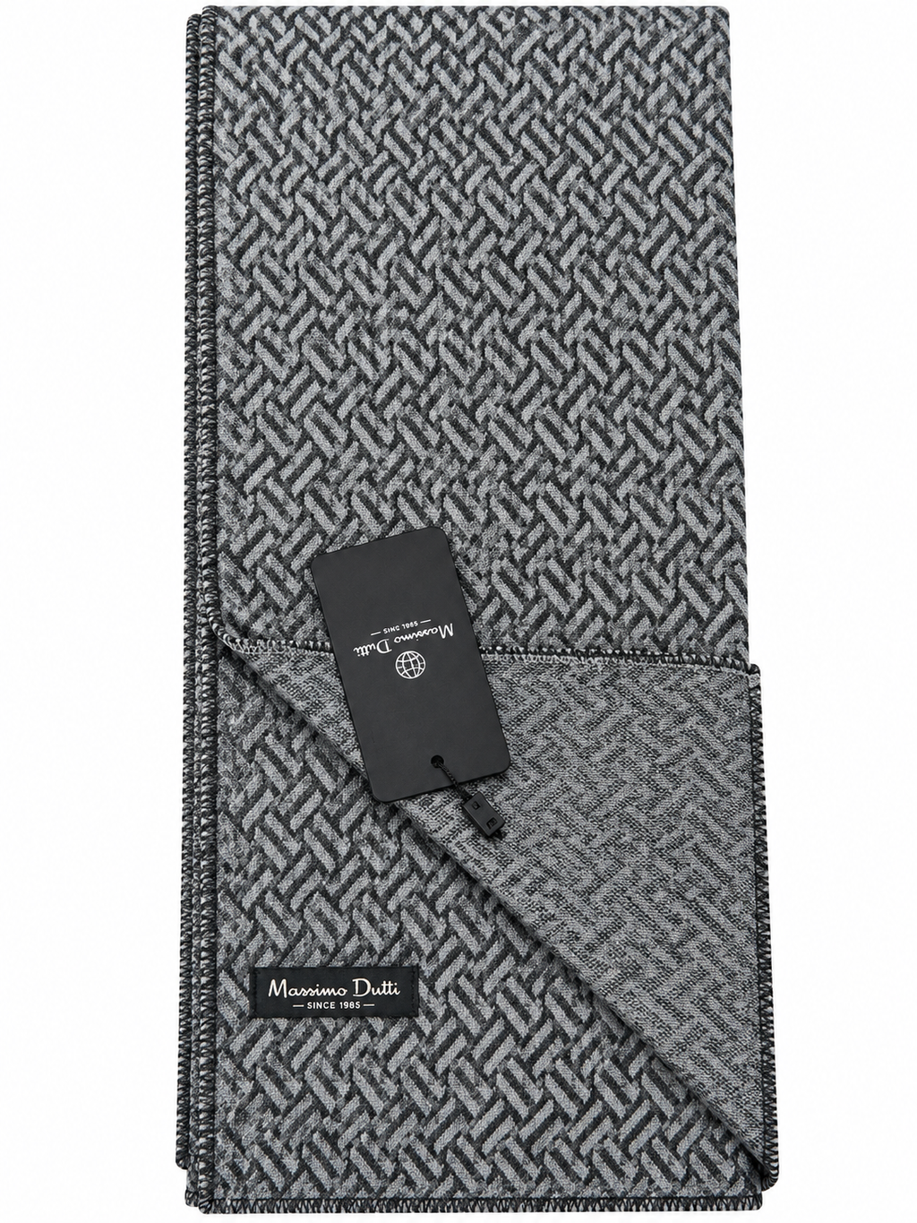 Grey & Black Geometric Pattern Scarf