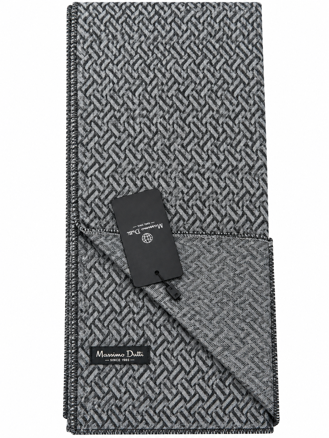 Grey & Black Geometric Pattern Scarf