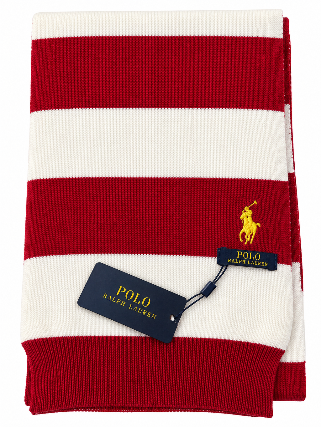 Men's Red and Off-White Striped Winter Scarf