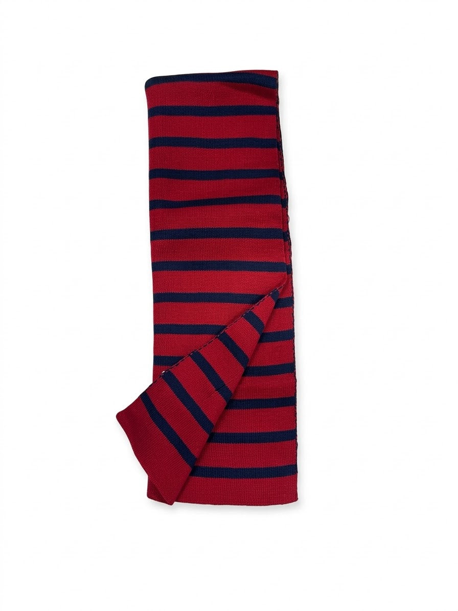Premium Striped Knitted Scarf – Red & Navy Blue