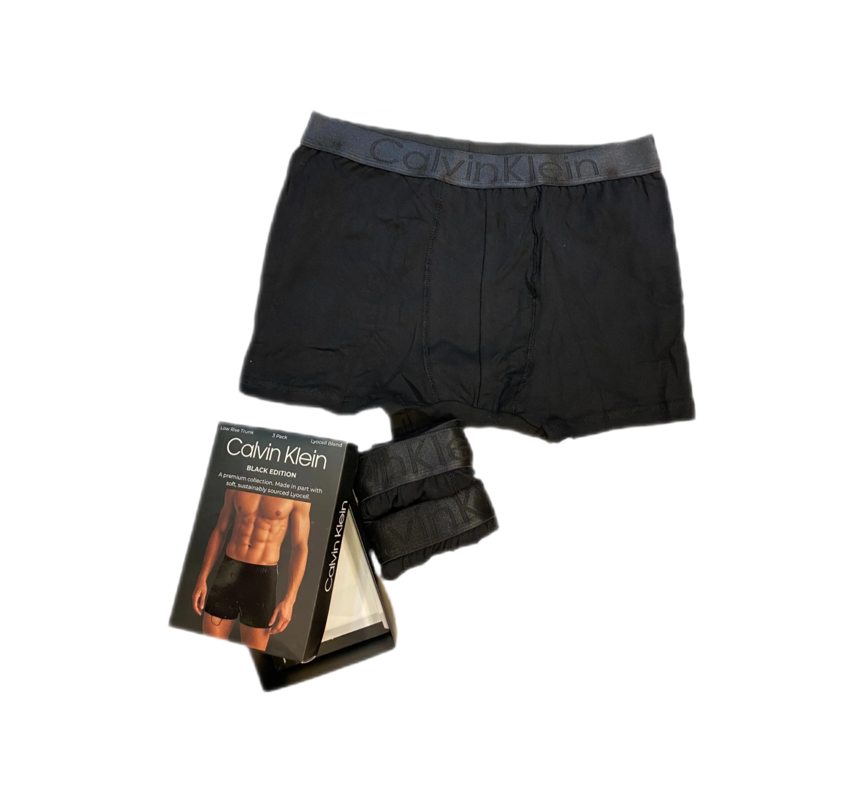 black low-rise trunks