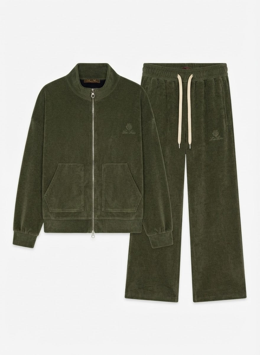 Men’s Luxury Fleece Tracksuit Set – Full-Zip Jacket & Relaxed Pants