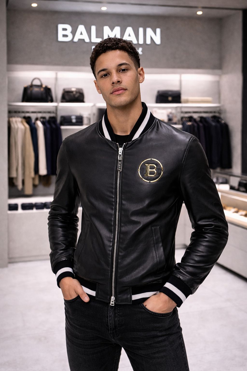 Men’s Leather Jacket – Premium Zip-Up Design