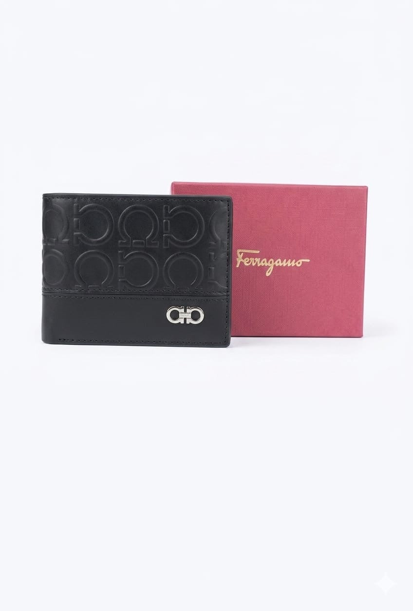 Premium Embossed Leather Wallet – Black