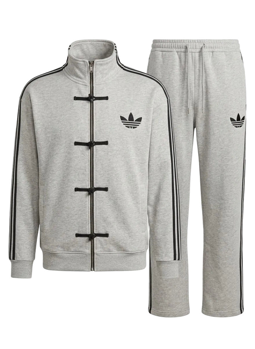 Men's Oriental-Fusion Tracksuit Set – Zippered Jacket & Sweatpants (2-Piece Set)