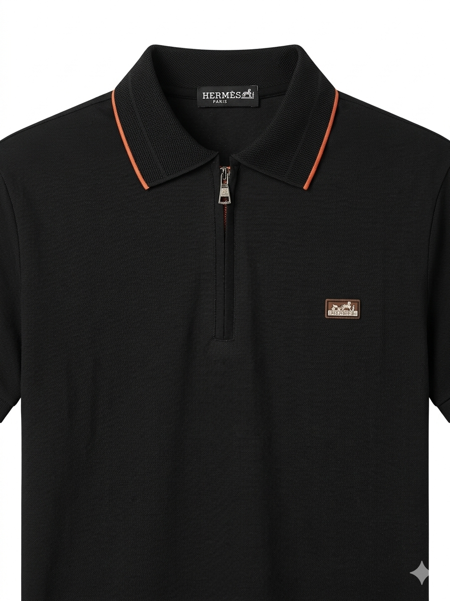 Men’s Slim Fit Zipper Polo – Premium Cotton