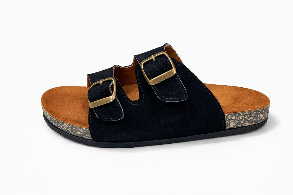 Suede Double Buckle Sandal