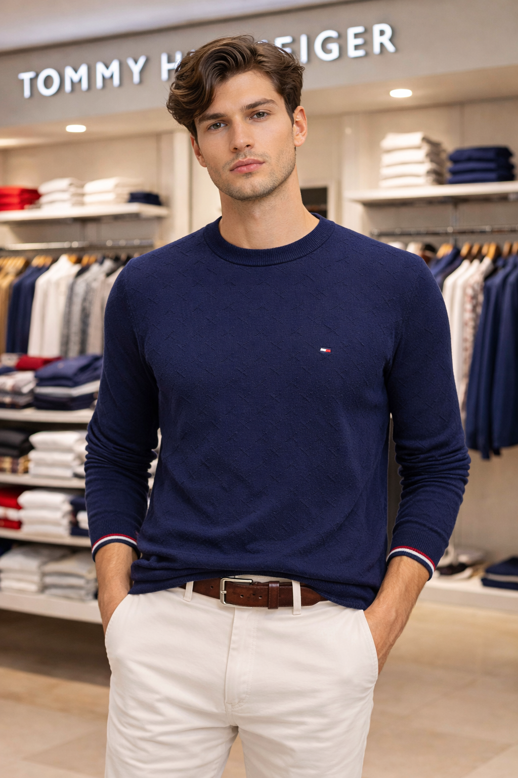 Textured Crewneck Sweater – Long Sleeve