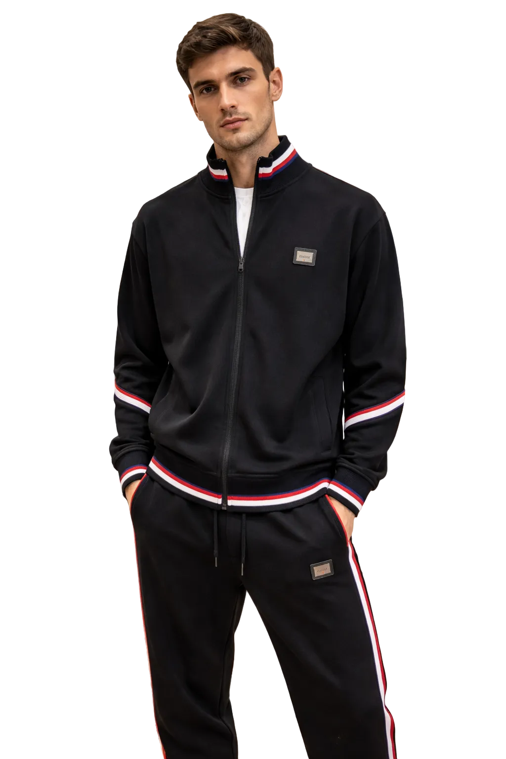 Premium Striped Tracksuit Set – Black Edition
