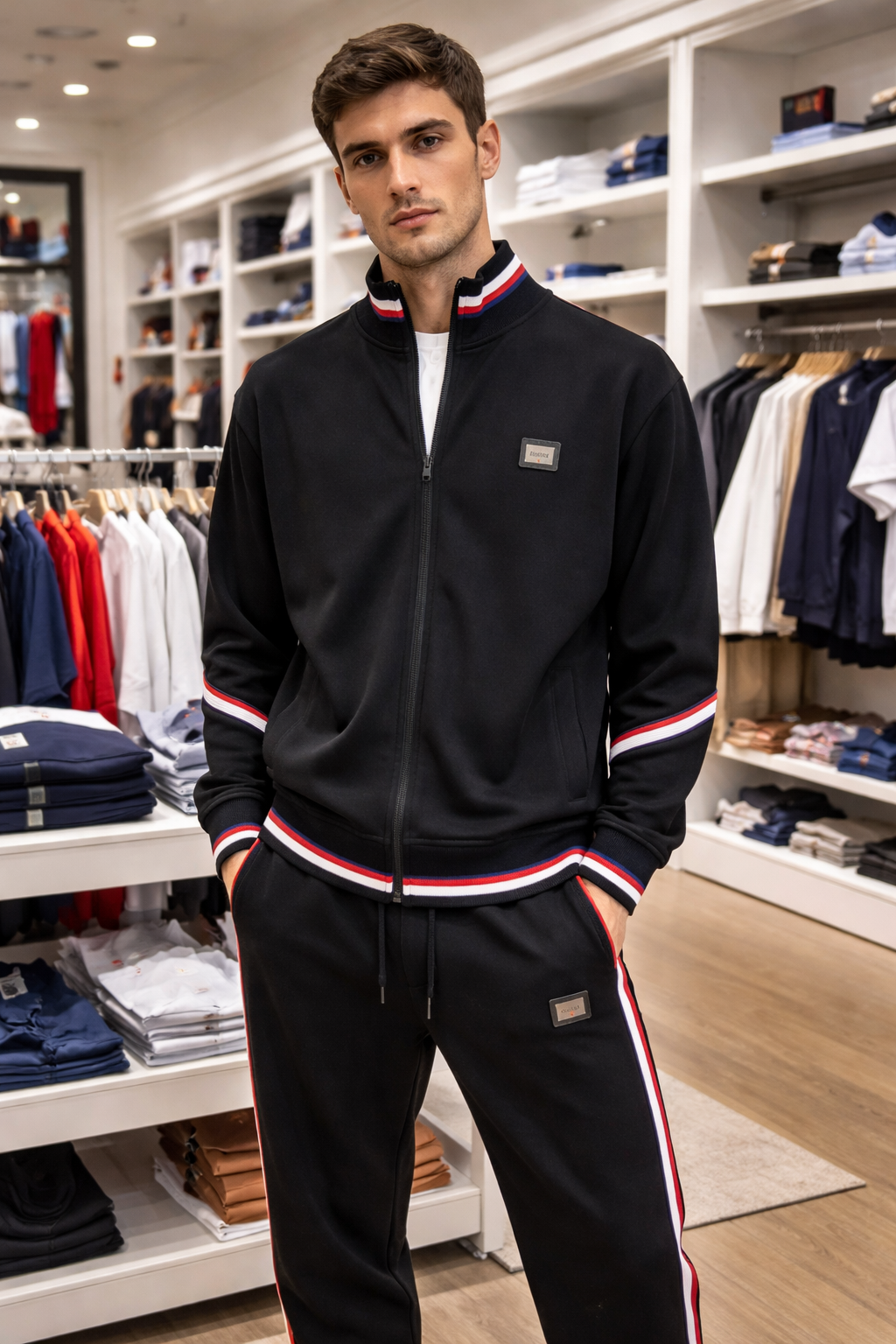 Premium Striped Tracksuit Set – Black Edition