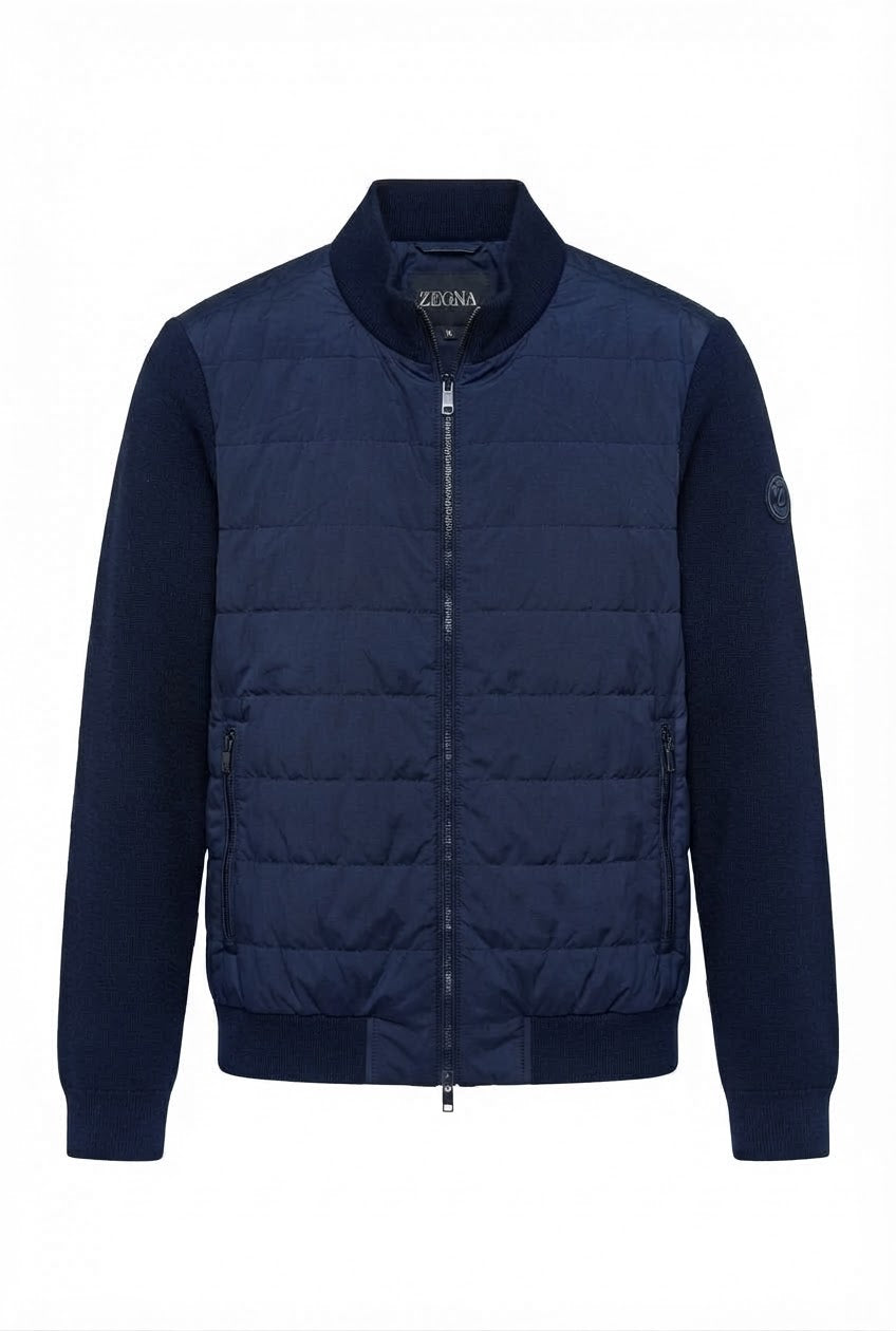 Men's Hybrid Quilted Zip-Up Bomber Jacket