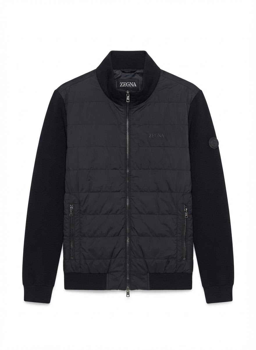 Men's Hybrid Quilted Zip-Up Bomber Jacket