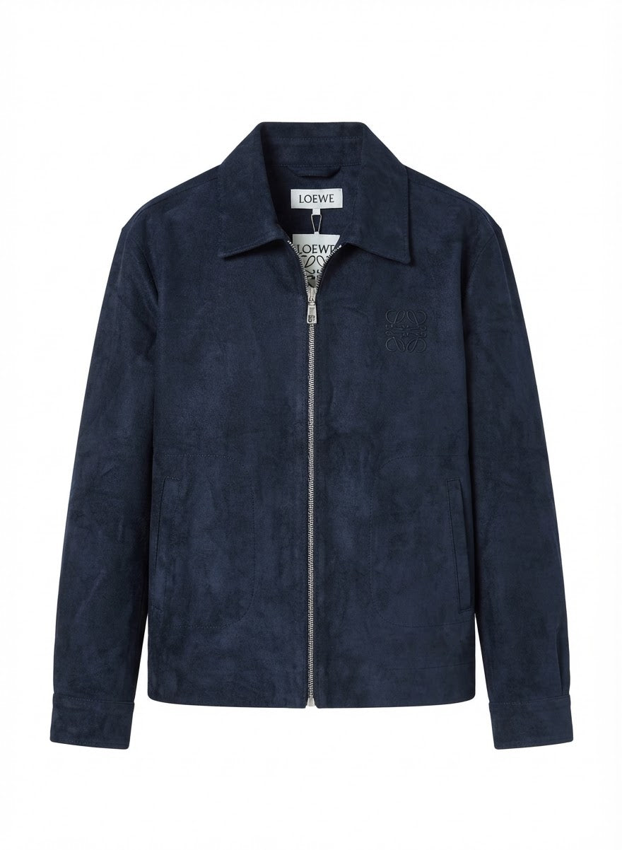 n's Premium Suede Zip-Up Jacket with Classic Collar