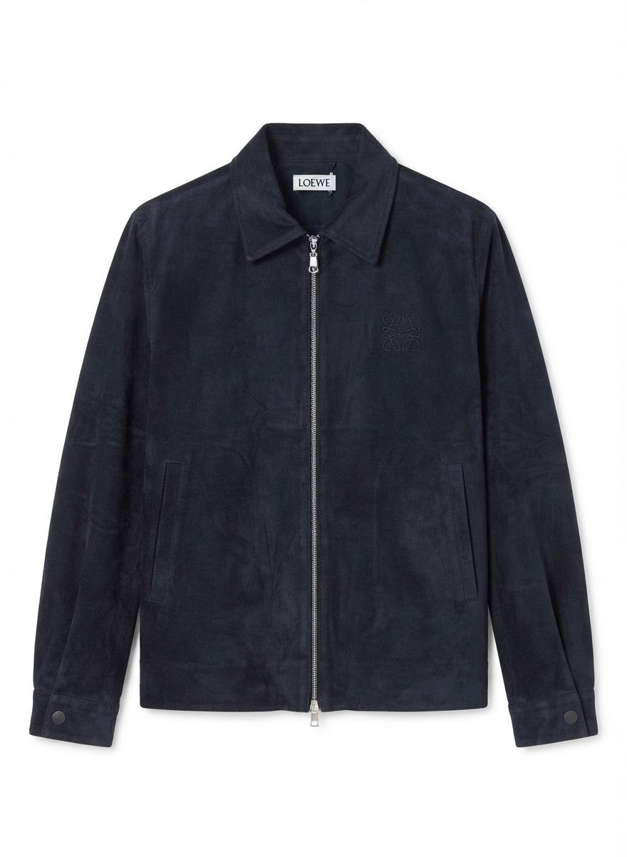 n's Premium Suede Zip-Up Jacket with Classic Collar