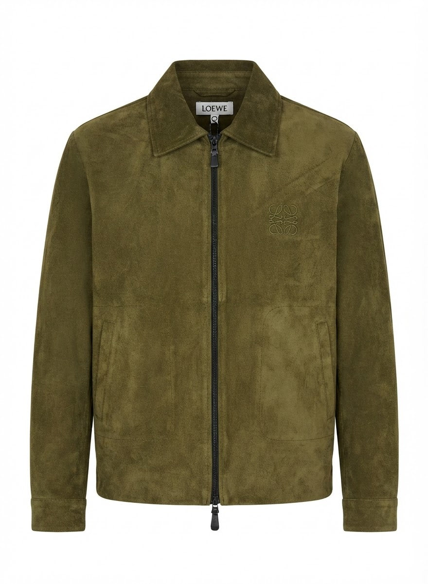 n's Premium Suede Zip-Up Jacket with Classic Collar