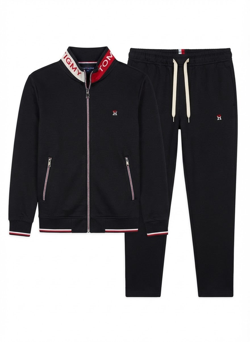 Men's 2-Piece Athletic Tracksuit Set with Stand Collar